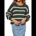 thumbnail image 1 of Suéter A Rayas para Mujer, Ropa de Otoño e Invierno, Blusas de Larga con Cuello Redondo, Suéter de Punto, Tops Verde L, 1 of 10