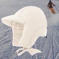 thumbnail image 6 of yuksok Down Hat with Earflaps Cap Warm Hat with Peak for Skating Camping Snow Sports White, 6 of 9