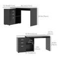 thumbnail image 2 of L-Shaped Corner Straight Writing Desk with Storage Shelf, Drawer, Home Office PC Table Computer Workstation, Black, 2 of 7