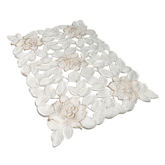 White Table Runner Vintage Embroidered Lace Doilies Mat Wedding Party Home Decor