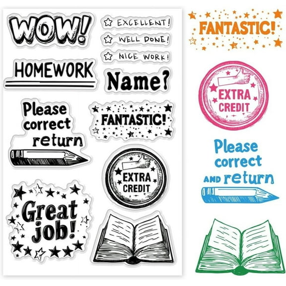 Teacher Stamp Clear Stamps for Card Making Clear Silicone Stamp Grading Homework Transparent Craft Seal Stamp Rubber Stamp Decor Crafts