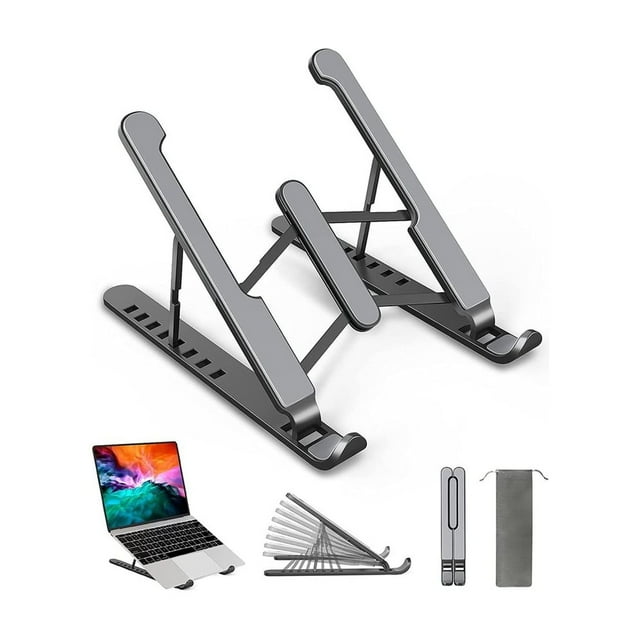 Soporte de mesa plegable para computadora portátil de 10 a 15,6 pulgadas, negro/blanco