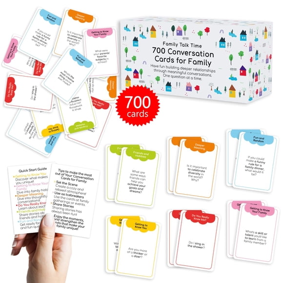 700 tarjetas de conversación familiar Tarjetas divertidas para iniciar una conversación para familias Juegos de mesa para la cena Tarjetas para hablar en familia Tarjetas de preguntas codificadas por