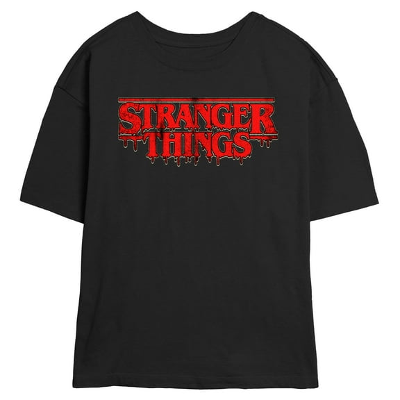 Netflix Juniors' Stranger Things Distressed Bloody Dripping Logo T Shirt