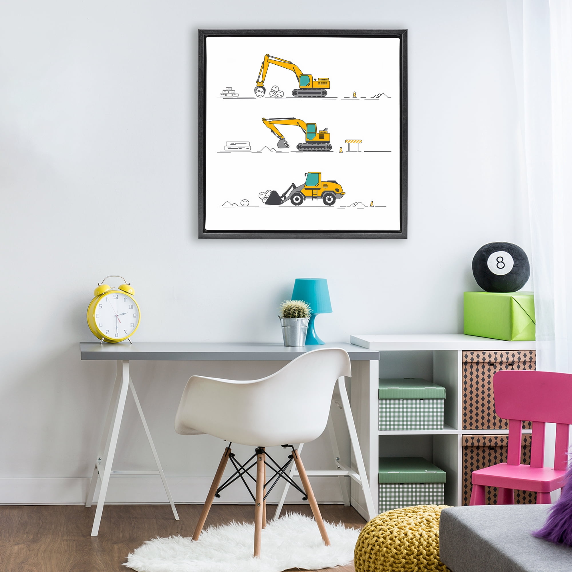 Stupell Industries Construction Digs Machine Black Framed Floater Canvas Wall Art, design by Creative Studio
