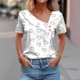 thumbnail image 2 of Camisetas de Manga Corta para las Mujeres a Cuadros Impreso Botón Casual Camiseta, Camisetas de Mujer Casual para Primavera Verano, 2 of 4