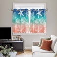 thumbnail image 4 of Blue Teal Pink Ombre Coastal Kitchen Curtains Window Panels, Nautical Beach Starfish Coral Summer Insulated Window Treatment Curtain, Grommet Curtains for Bedroom/Living Room, 2 Piece 52"Wx45"L, 4 of 8