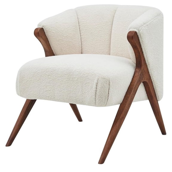 Pemberly Row 20.5" Fabric Accent Chair in Shearling Beige/Brown
