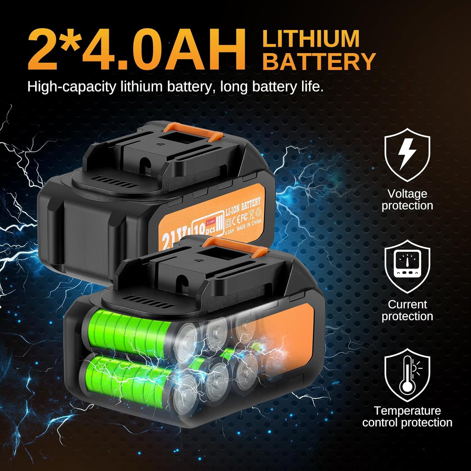 45PCS Cordless Impact Wrench,600Nm(443Ft-lbs),1/2 Inch Brushless lmpact Driver Set,w/Two 4.0Ah Battery,17 Sockets,High Torque Power Impact Gun for Car Home