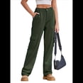 thumbnail image 1 of Pantalones Cargo de Cintura Alta para Mujer, Pantalones Casuales de Pierna con 6 Bolsillos. Verde M, 1 of 8