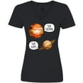 thumbnail image 3 of Inktastic Jupiter and Saturn Space Humor "Sup Saturn", "Sup Jupes" Women's V-Neck T-Shirt, 3 of 5