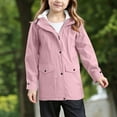 thumbnail image 6 of Mercatoo Teen Girls Fl𝐞ece-Lined Rain Jackets Zip up Buttons 𝐇ooded Raincoat Fall Winter Windbreker Warm Outwear with Pockets, 6 of 8