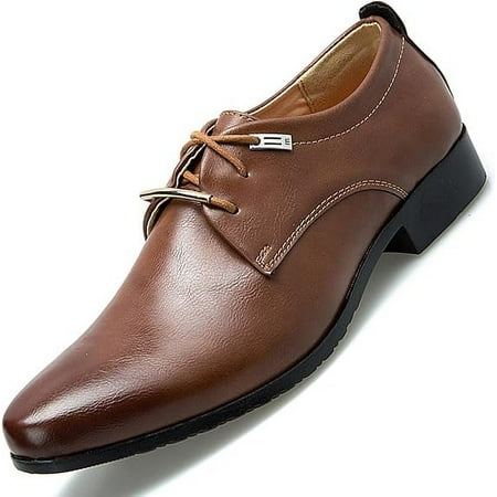 Men s Retro Dress Shoes Formal Business Leather Oxfords Dressy Suit Tuxedo Metal Shoelaces Weeding Prom Derby Shoes