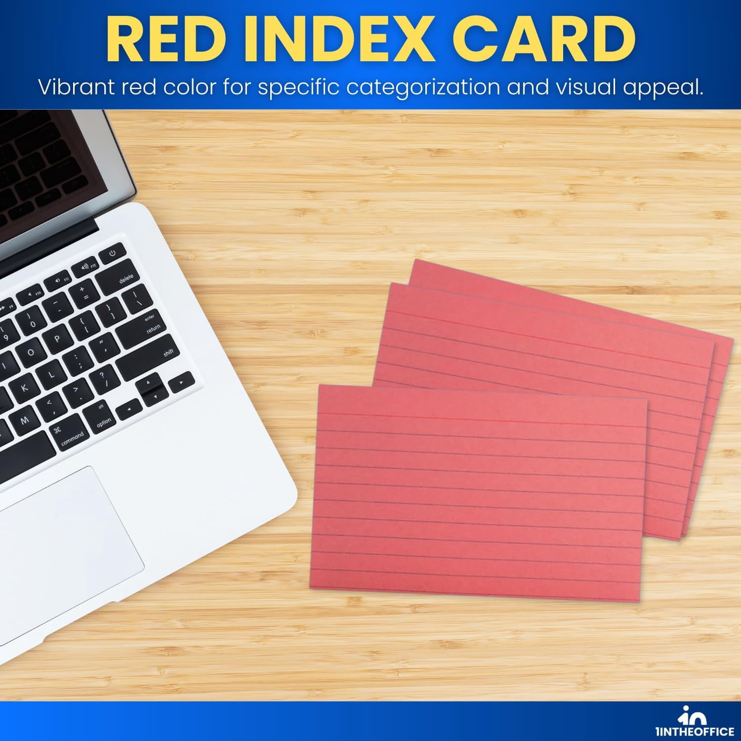 1InTheOffice Index Cards 3x5, Colored Index Cards, Lined , Red, 400 Pack