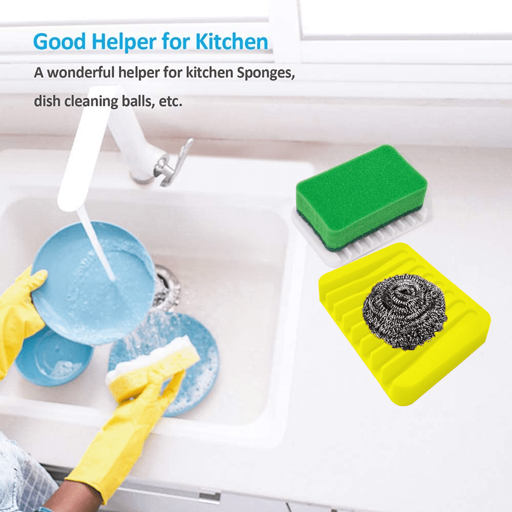 EGWON Kitchen Soap Tray,Kitchen Sink Tray Sponge Tray Kitchen Sponge Holder Self Draining Premium Soap Holder for Bathroom Kitchen Counter Sink Caddy