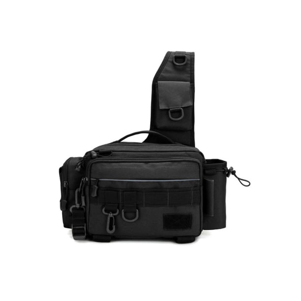 Soidarity Bolsas multifuncionales para aparejos de pesca, bandolera de un solo hombro, equipo portátil, bolsa de almacenamiento para exteriores, bolso de Mochilas de mochilero Negro Soidarity OD032281-02B