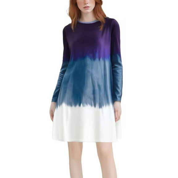 hotojiny Women’s Long Sleeve Dress Casual Spring Fashion Loose T Shirt Dress Lounge Soft Crewneck Comfy Dress