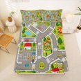 thumbnail image 5 of Manfei Cartoon Town Map Bed Sheets,City Streets Full Size Sheets,Gray,4 Pieces,1 Flat Sheet, 1 Fitted Sheet and 2 Pillowcases, 5 of 6