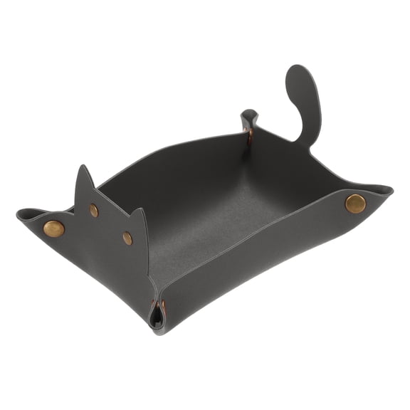 Uxcell Leather Valet Tray Folding Jewelry Tray Organizer Dark Gray