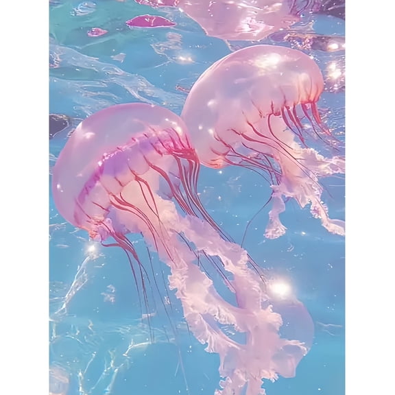 BYGFHLYW Diamond Art Painting Kits for Adults,Jellyfish Art Crafts kits Gem art for Beginner, DIY Full Round Drill 12x 16 in