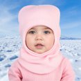 thumbnail image 5 of Deyuer Children Winter Hat with Integrated Scarf Yarn Knitted Cap Ear Protection Solid Color Windproof Warm Headwear for 1-8 Years Old Kids, 5 of 8