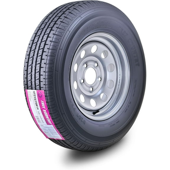 Free Country Wheel Assembly ST215/75R14 8-Ply D 107N 5 Lug on 4.5" PCD Silver Mod Rim Trailer Tire
