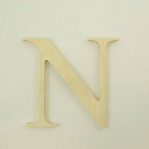 Package of 1, 16 Inch X 1/2" Thickness Baltic Birch Wood Letter N in The Times New Roman Font, Thick, Upper Case for Art & Craft Project, Made in USA