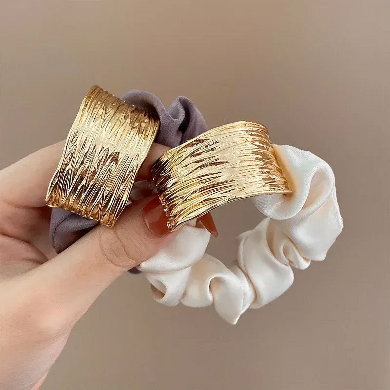 Korean Metal Satin Large Intestine Ring Women Rubber Bands Hair Ties Hair Rope Girls Ponytail Holder Headdress Hair Accessories