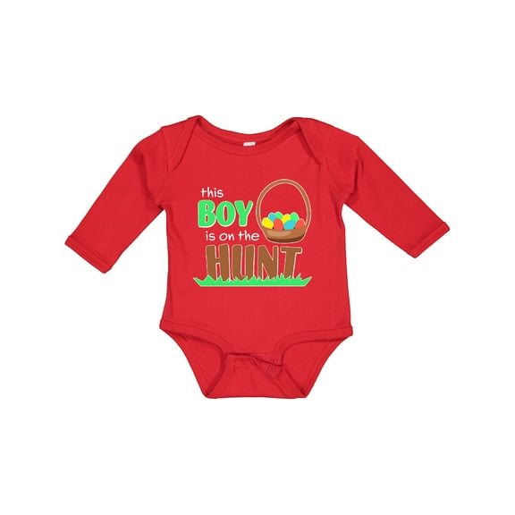 Inktastic This Boy is on the Hunt- Easter eggs Boys Long Sleeve Baby Bodysuit