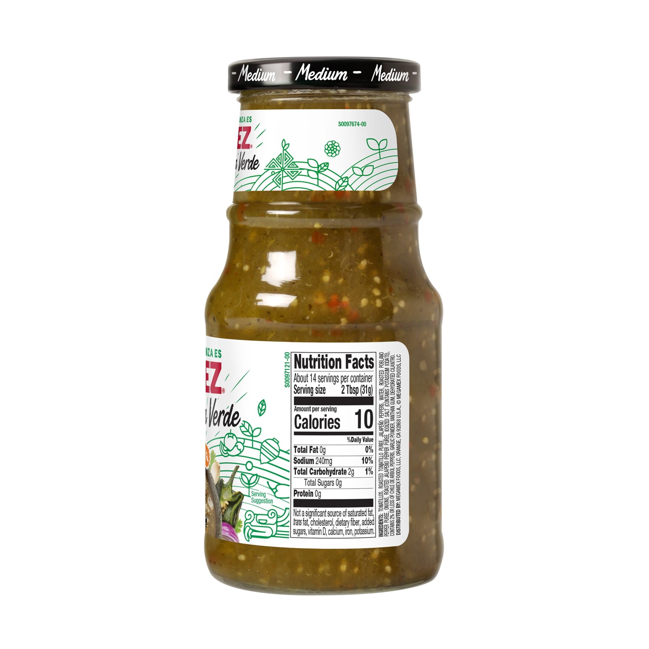 (12 pack) HERDEZ  Roasted Salsa Verde Medium, Tortilla Chip Dip, Shelf Stable,  15.7 oz Glass Jar