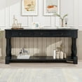thumbnail image 6 of TV Console with MDF Tabletop and Solid Wood Frame , 63" Long Console Table with 3 Convenient Drawers and Shelf for Entryway, Hallway, Living Room, Mediterranean Style, 6 of 9
