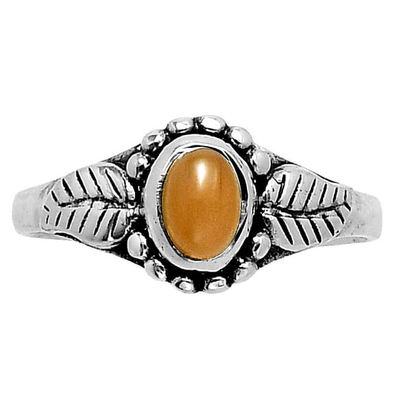 Natural Peach Moonstone 925 Sterling Silver Ring s.8 Jewelry R-1404 SDR248379