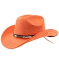thumbnail image 4 of XIAOCHA Women's Woven Shell‑Clasp Suede Cowboy Hat Solid Outdoor Rodeo Western Hat,Yellow, 4 of 4