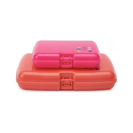 Caboodles Care Pack Cosmetic Case + Lil Bit Set - Hot Pink and Orange