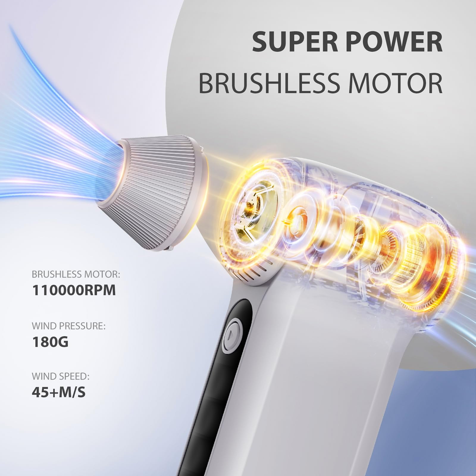 Seauto Cordless Electric Air Duster – 110,000 RPM Brushless Motor, Reusable Compressed Air Alternative, 3-Speed Powerful Blower for Computers, Keyboards, Car, Home, and Outdoor Cleaning