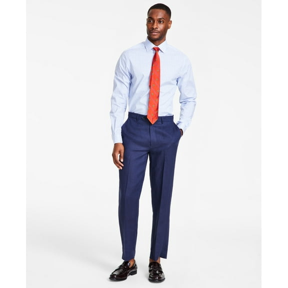 Nautica Mens Modern fit Dress Pants 33 / 30 Navy Blue Solid Linen