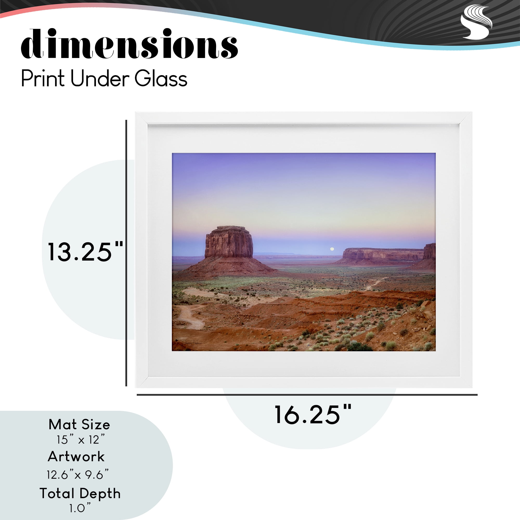 Stupell Industries Moonrise Over Monument Valley White Framed Print Under Glass, design by Dennis Frates