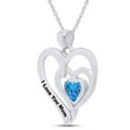 thumbnail image 4 of Blue Topaz I LOVE YOU MOM Double Heart womens Pendant Necklace 14k White Gold Over 925, 4 of 6