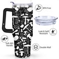 thumbnail image 3 of 40oz Balck and White Mushroom Stainless Steel Flip Straw Tumbler Spill Proof Travel Cup Double Wall Vacuum Insulated Coffee Mug with Top Handle, 3 of 6