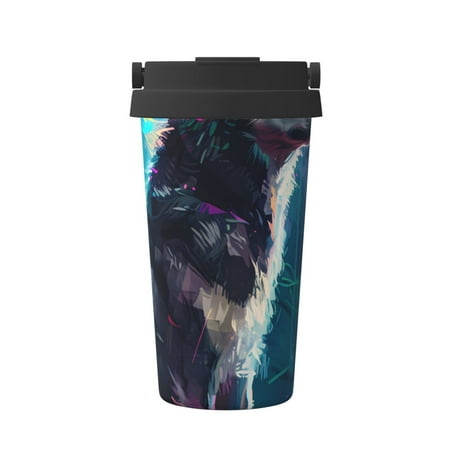 

KLL Colorful Plant Wolf Pattern Stainless Steel Vacuum Insulated Tumbler - Carry Insulated Coffee Mug - Reusable Insulated Cold Brew Iced Coffee Cup Thermos