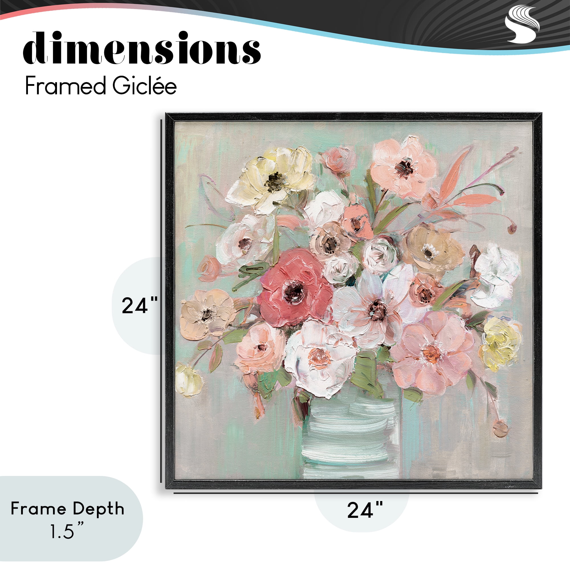 Stupell Industries Pastel Garden Peony Bouquet Black Framed Giclee Art, design by Sally Swatland