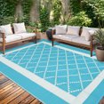 thumbnail image 2 of Garvee Outdoor Rug 9'x12' Waterproof Rug for Patios, Reversible Plastic Straw Rug Camping Carpet Mats for RV, Picnic, Backyard, Balcony, Porch, Beach, Light Blue, 2 of 8