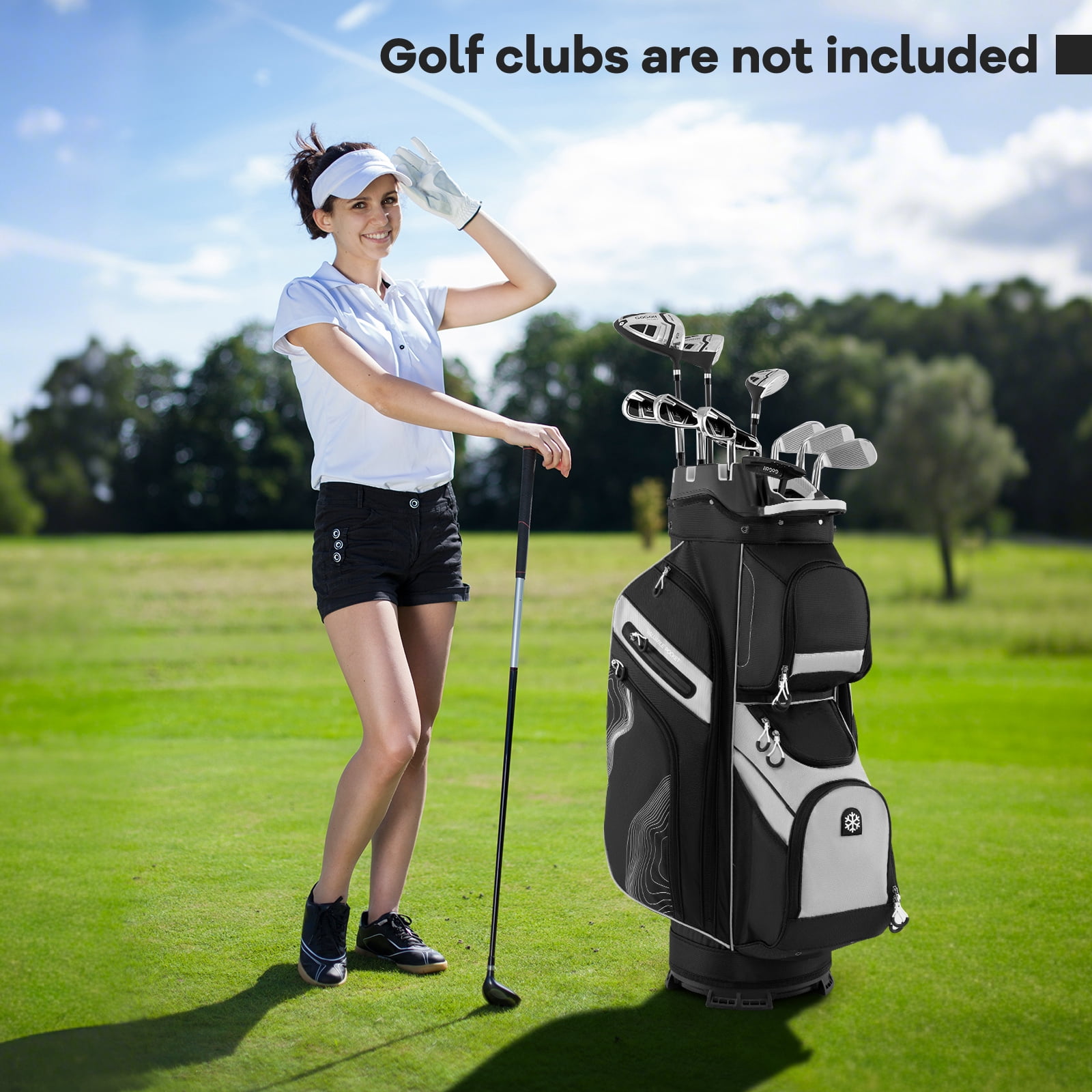 Gymax Golf Cart Bag Molded Lock Top Golf Bag w/14-Way Full Length Dividers 11 Pockets Gray