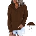 thumbnail image 1 of ICHUANYI Clearance Women's Oversized Sweatshirts Long Sleeve Button Fashion Trendy Sweatshirt Jackets Hooded Cute Comfy Clothes(Coffee, M) ICHUANYI WER2023081513511, 1 of 8