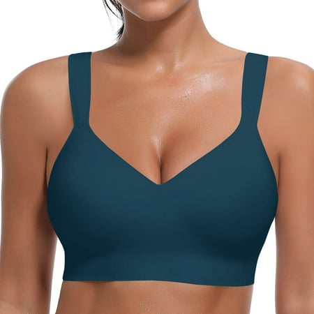 

Qcmgmg Women s Support Bras Lightly Sports Bralette Yoga Workout Comfort Wireless Bra for Women