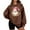 Coffee, variant on Lorytime Christmas Oversized Sweatshirt for Women Santa Claus Plush Shirt Crew Neck Long Sleeve Pullover Loose Tops