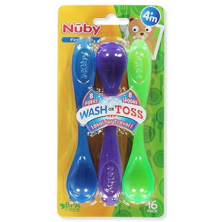 Nuby Wash or Toss 16-Pack Weaning Spoons & Forks