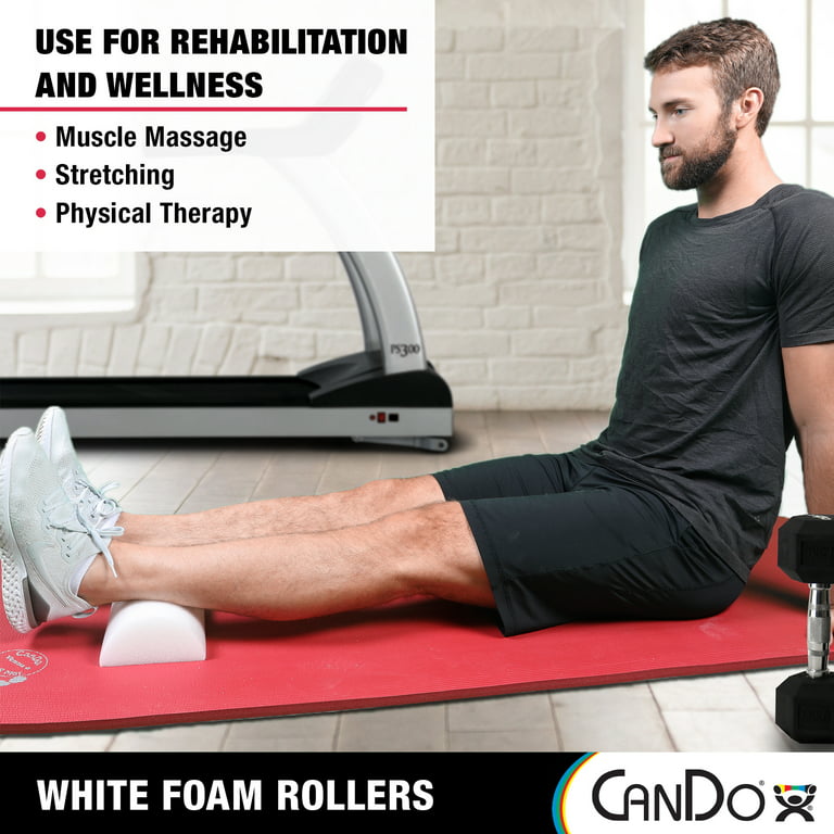 CanDo White PE Foam Rollers for Exercise, Finess, Muscle Restoration,  Massage Therapy, Sport Recovery and Physical Therapy for Home, Clinics,  Professional Therapy Half-Round 6 x 24 