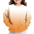 thumbnail image 6 of Bnwani Kids Hoodie Sweatshirt Fashion Crew Neck Long Sleeve Casual Sportswear Gradient Pocket Orange Size 2-3t, 6 of 6