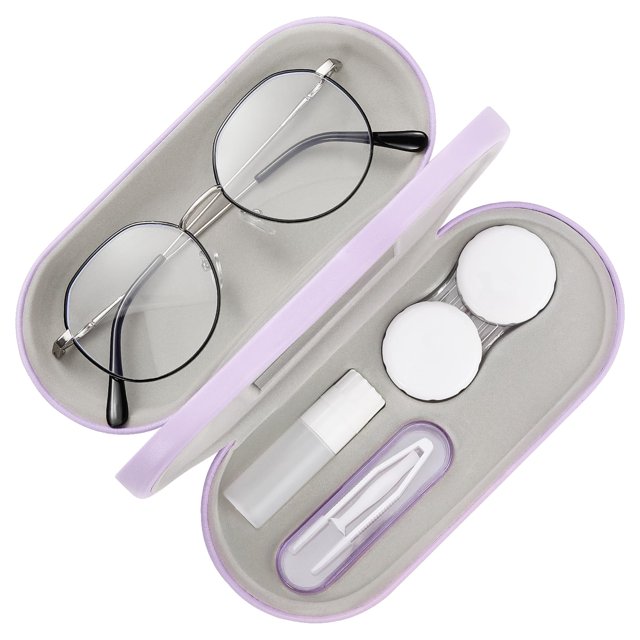 Estuche para Anteojos MoKo Doble Cara con Estuche para Lentes de Contacto Lilac